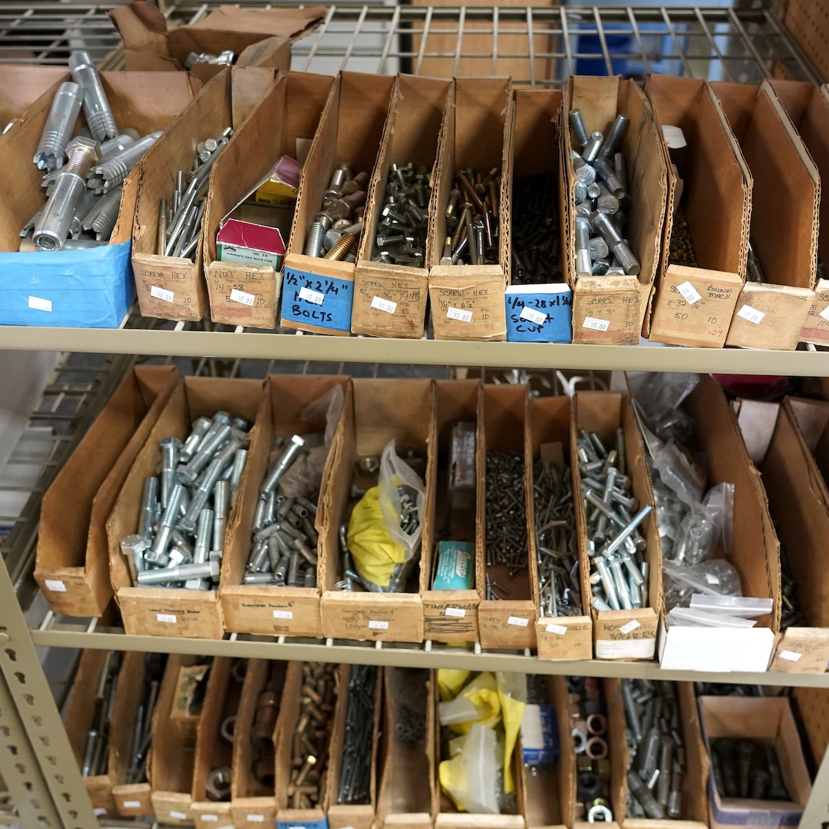 Boxes of Bolts and Nuts