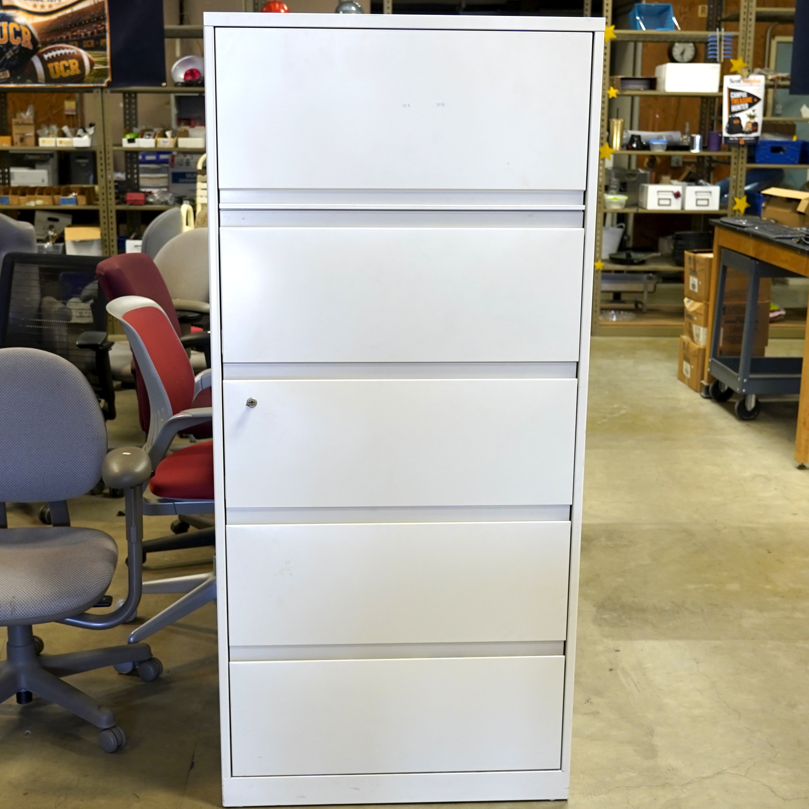 Five-Shelf Locking Metal Cabinet With Key