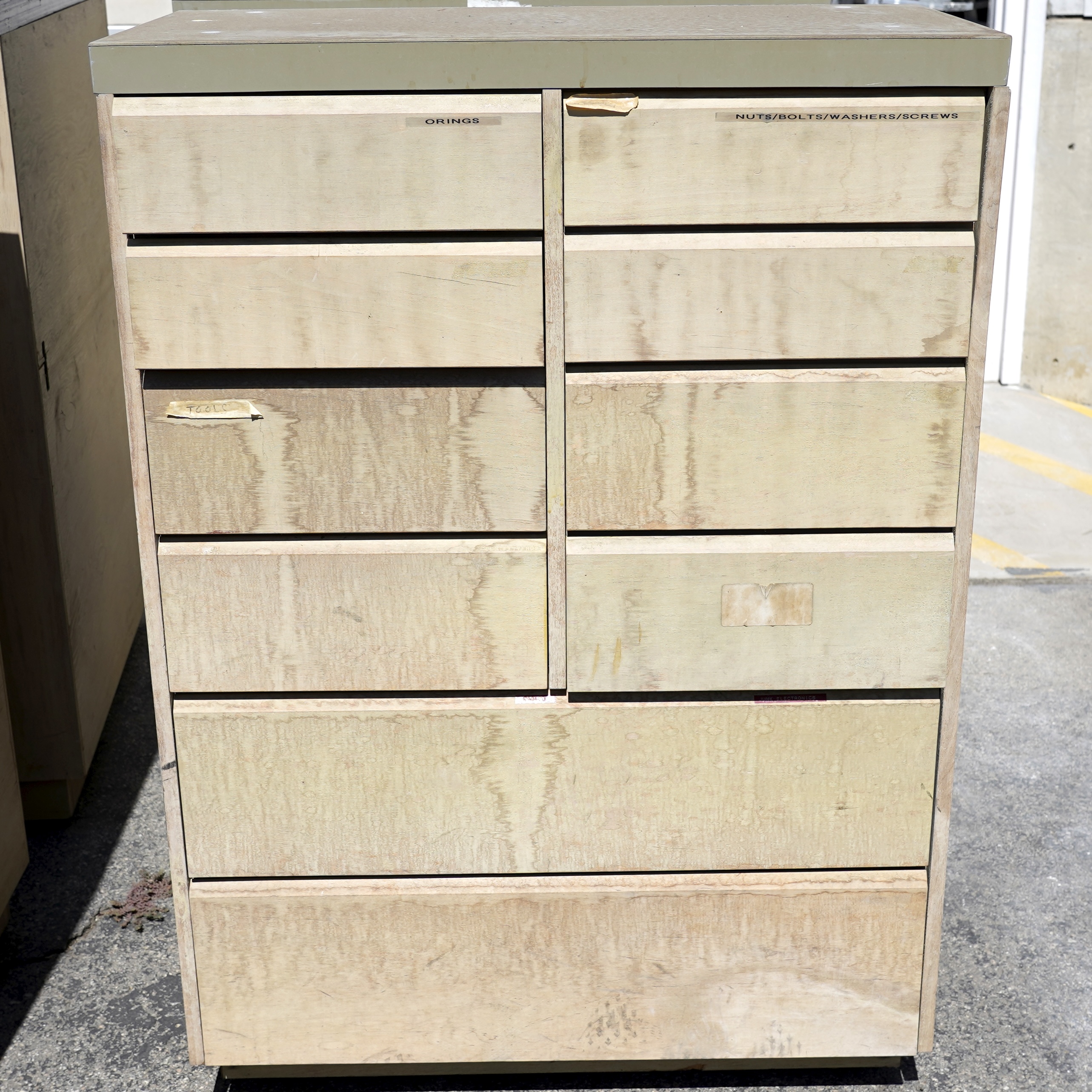 Wooden 10-Drawer Cabinet.