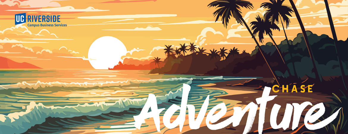 Beach scene with the words "Chase Adventure" written on it.