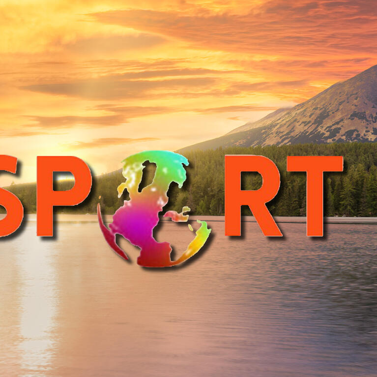 "Passport Fair" on a scene of a lake with mountains and trees at sunset.