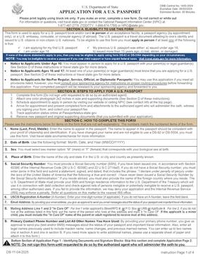 First page of the DS-11 form.